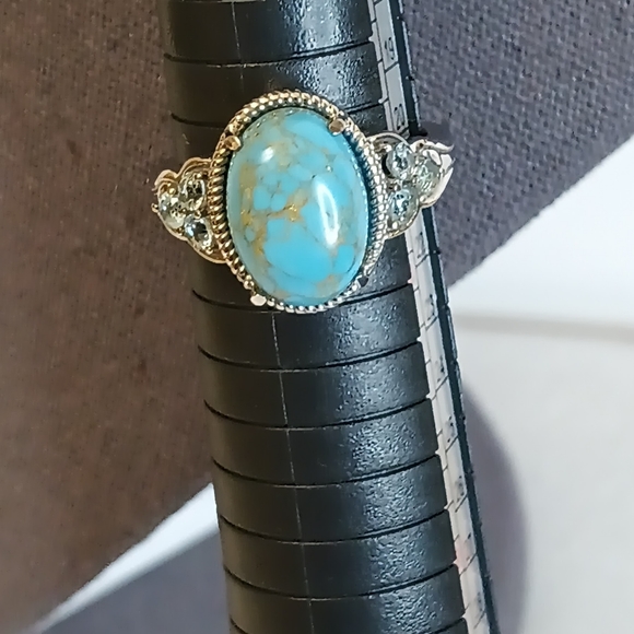 Blue Copper Turquoise/Topaz Ring - Picture 4 of 4